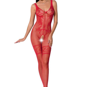 PASSION WOMAN BS069 BODYSTOCKING - RED ONE SIZE