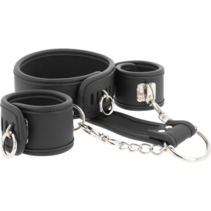 FETISH SUBMISSIVE LEATHER AND HANDCUFFS VEGAN LEATHER